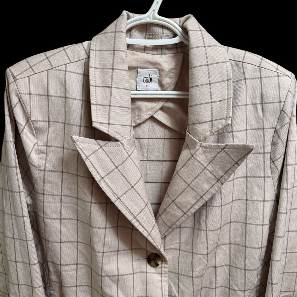 Cabi Windowpane Utility Jacket Pockets Drawstring… - image 5